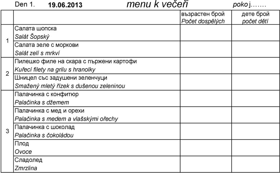 zelí s mrkví Пилешко филе на скара с пържени картофи