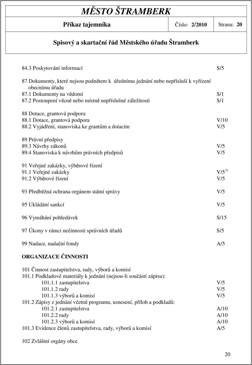 2 Vyjádření, stanoviska ke grantům a dotacím V/5 89 Právní předpisy 89.3 Návrhy zákonů V/5 89.4 Stanoviska k návrhům právních předpisů V/5 91 Veřejné zakázky, výběrové řízení 91.