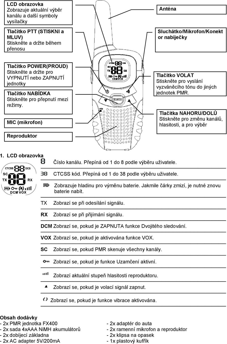 FX-400 professional Twin PMR446 Private mobile radio - PDF Stažení zdarma