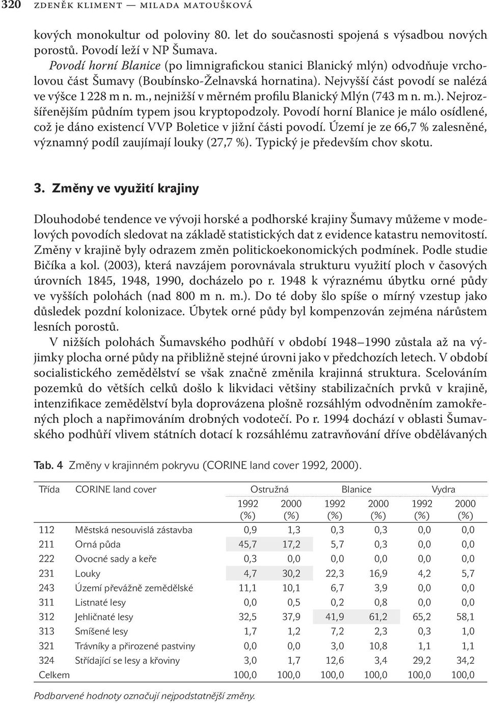 m.). Nejrozšířenějším půdním typem jsou kryptopodzoly. Povodí horní Blanice je málo osídlené, což je dáno existencí VVP Boletice v jižní části povodí.