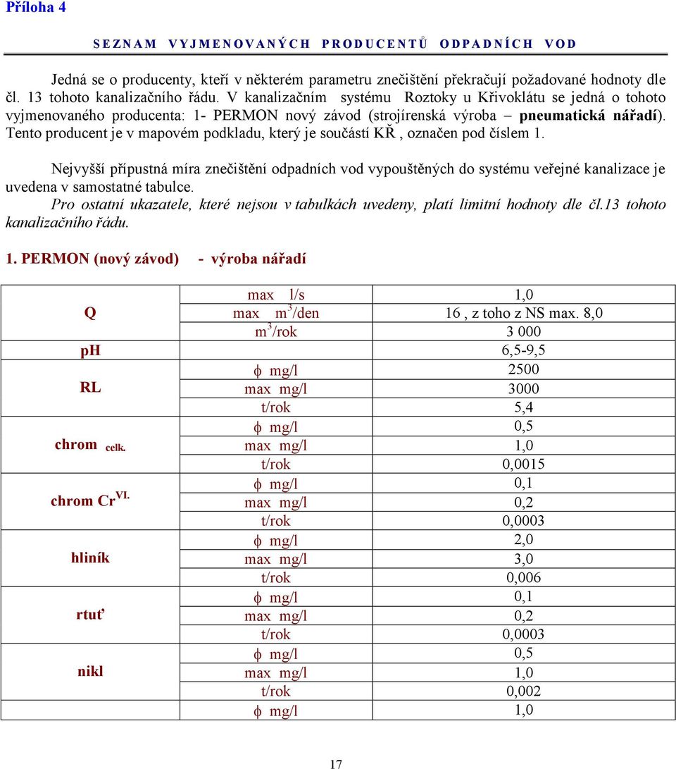 Tento producent je v mapovém podkladu, který je součástí KŘ, označen pod číslem 1.