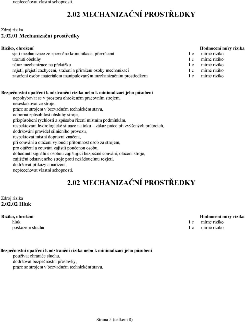 osoby materiálem manipulovaným mechanizačním prostředkem nepohybovat se v prostoru ohroženém pracovním strojem, neseskakovat ze stroje, práce se strojem v bezvadném technickém stavu, odborná