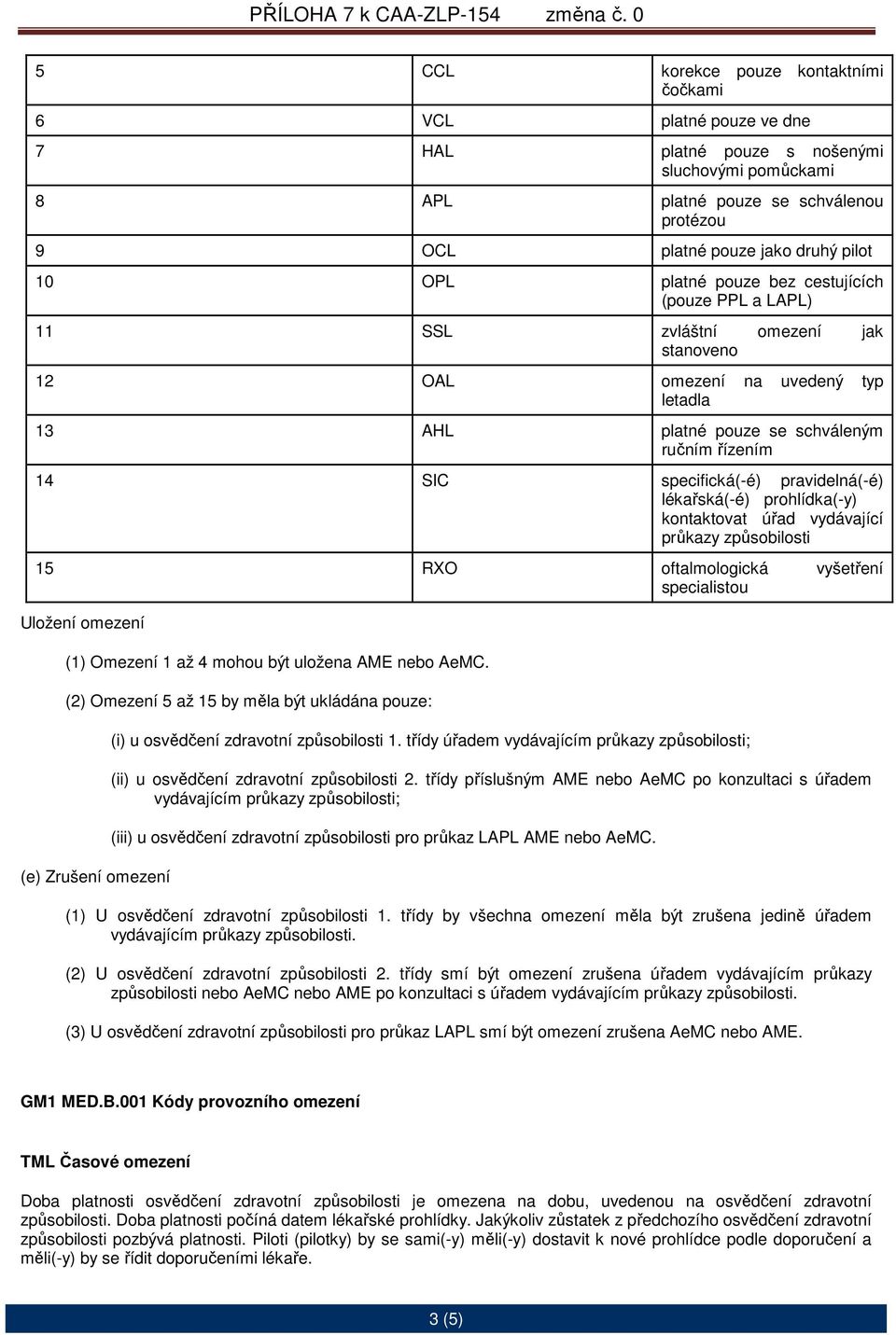 pravidelná(-é) lékařská(-é) prohlídka(-y) kontaktovat úřad vydávající průkazy způsobilosti 15 RXO oftalmologická vyšetření specialistou Uložení omezení (1) Omezení 1 až 4 mohou být uložena AME nebo