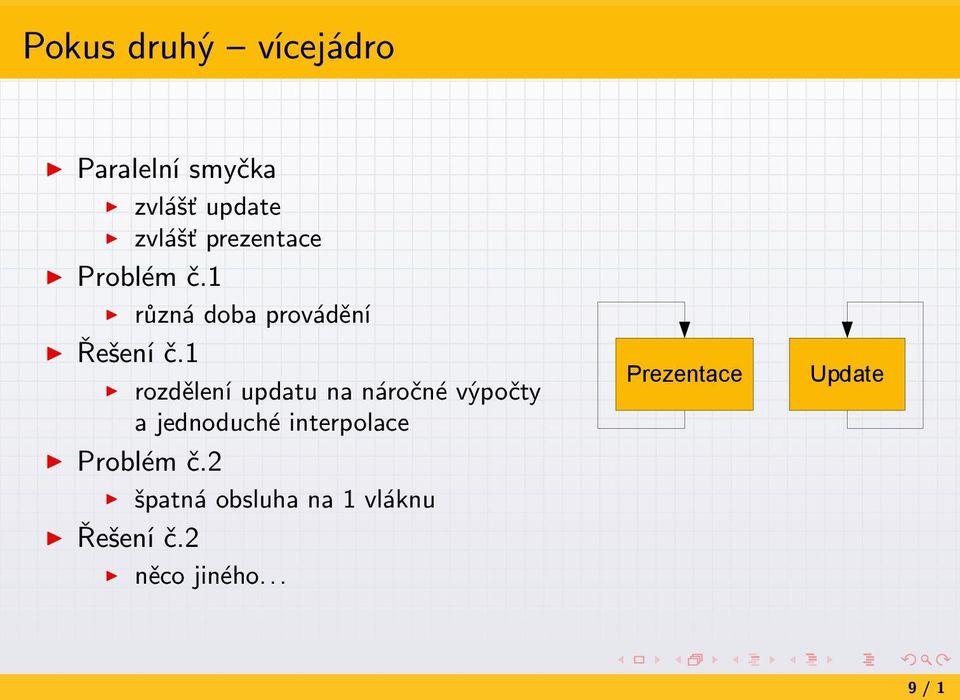 1 rozdělení updatu na náročné výpočty a jednoduché interpolace