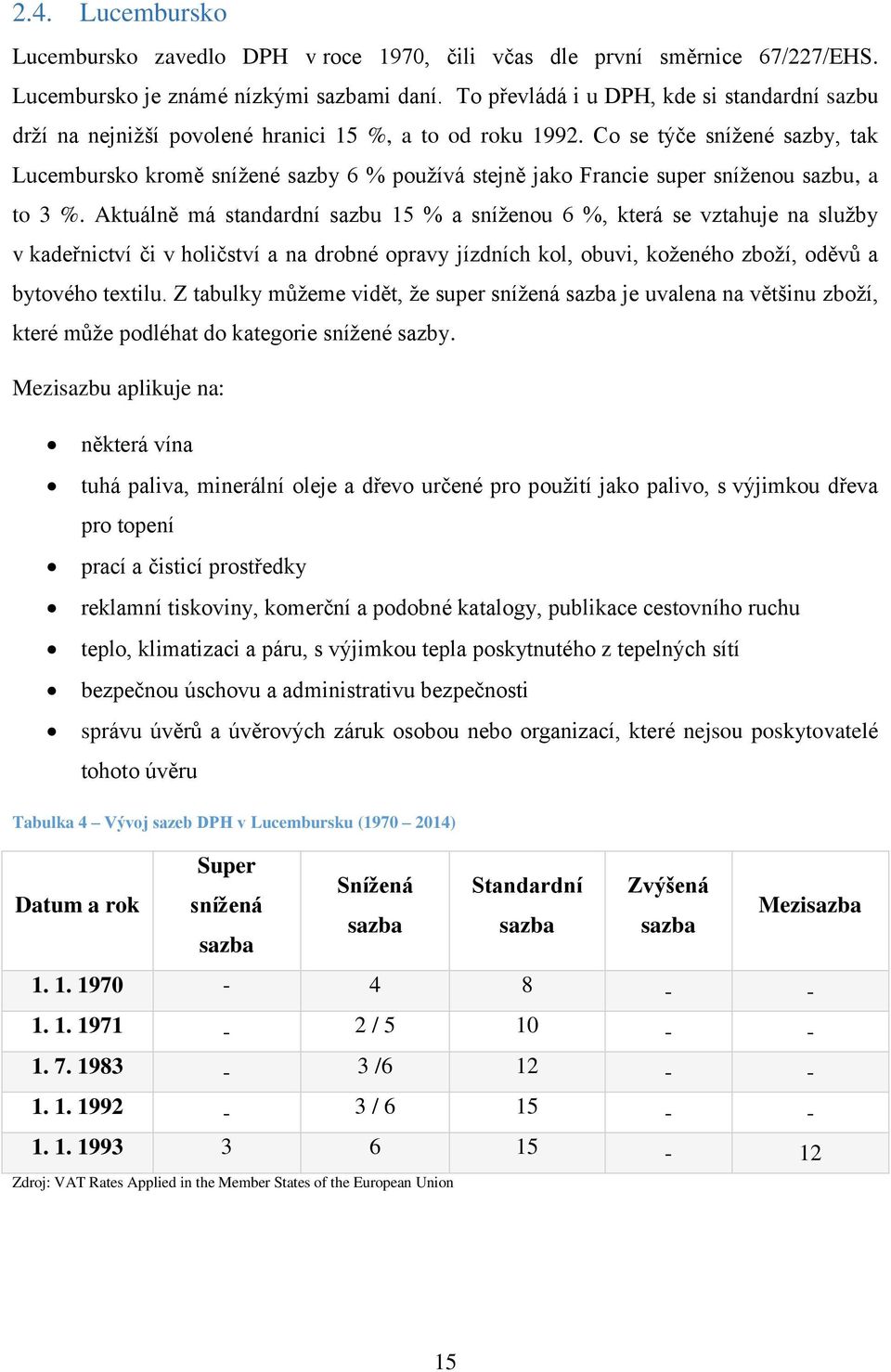 Co se týče snížené sazby, tak Lucembursko kromě snížené sazby 6 % používá stejně jako Francie super sníženou sazbu, a to 3 %.