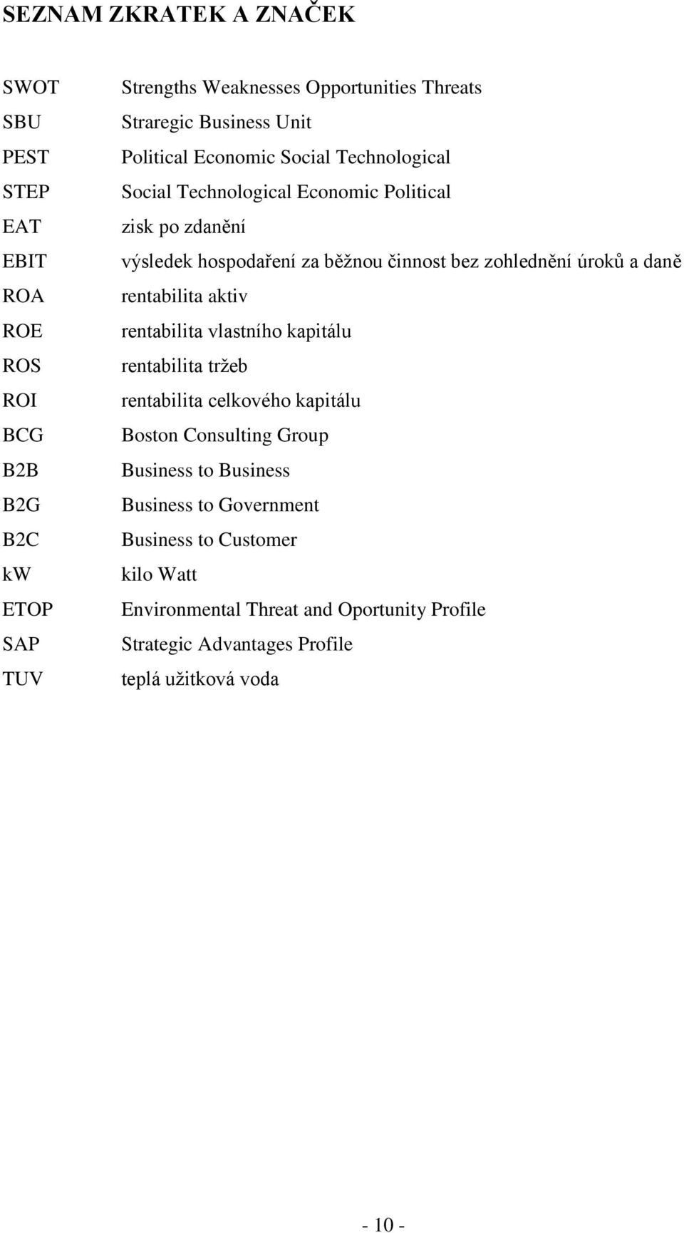 zohlednění úroků a daně rentabilita aktiv rentabilita vlastního kapitálu rentabilita trţeb rentabilita celkového kapitálu Boston Consulting Group Business