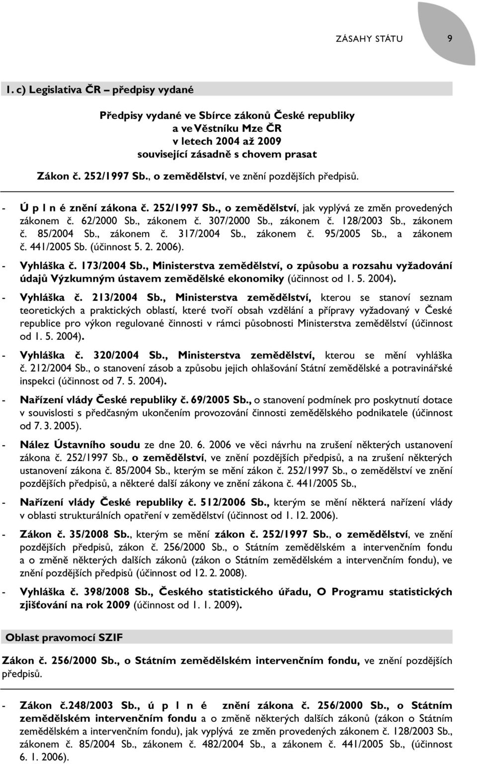 , zákonem č. 128/2003 Sb., zákonem č. 85/2004 Sb., zákonem č. 317/2004 Sb., zákonem č. 95/2005 Sb., a zákonem č. 441/2005 Sb. (účinnost 5. 2. 2006). - Vyhláška č. 173/2004 Sb.