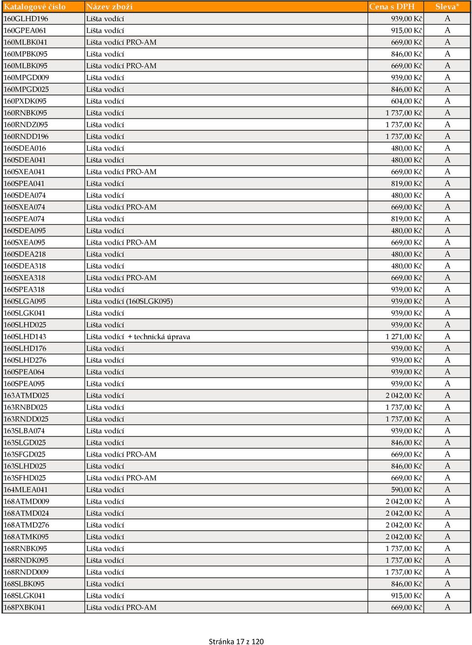 Lišta vodící 1 737,00 Kč A 160SDEA016 Lišta vodící 480,00 Kč A 160SDEA041 Lišta vodící 480,00 Kč A 160SXEA041 Lišta vodící PRO-AM 669,00 Kč A 160SPEA041 Lišta vodící 819,00 Kč A 160SDEA074 Lišta