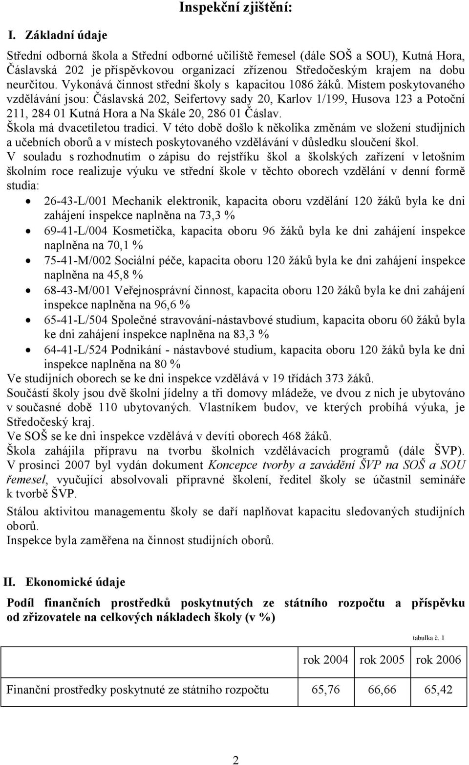 Místem poskytovaného vzdělávání jsou: Čáslavská 202, Seifertovy sady 20, Karlov 1/199, Husova 123 a Potoční 211, 284 01 Kutná Hora a Na Skále 20, 286 01 Čáslav. Škola má dvacetiletou tradici.