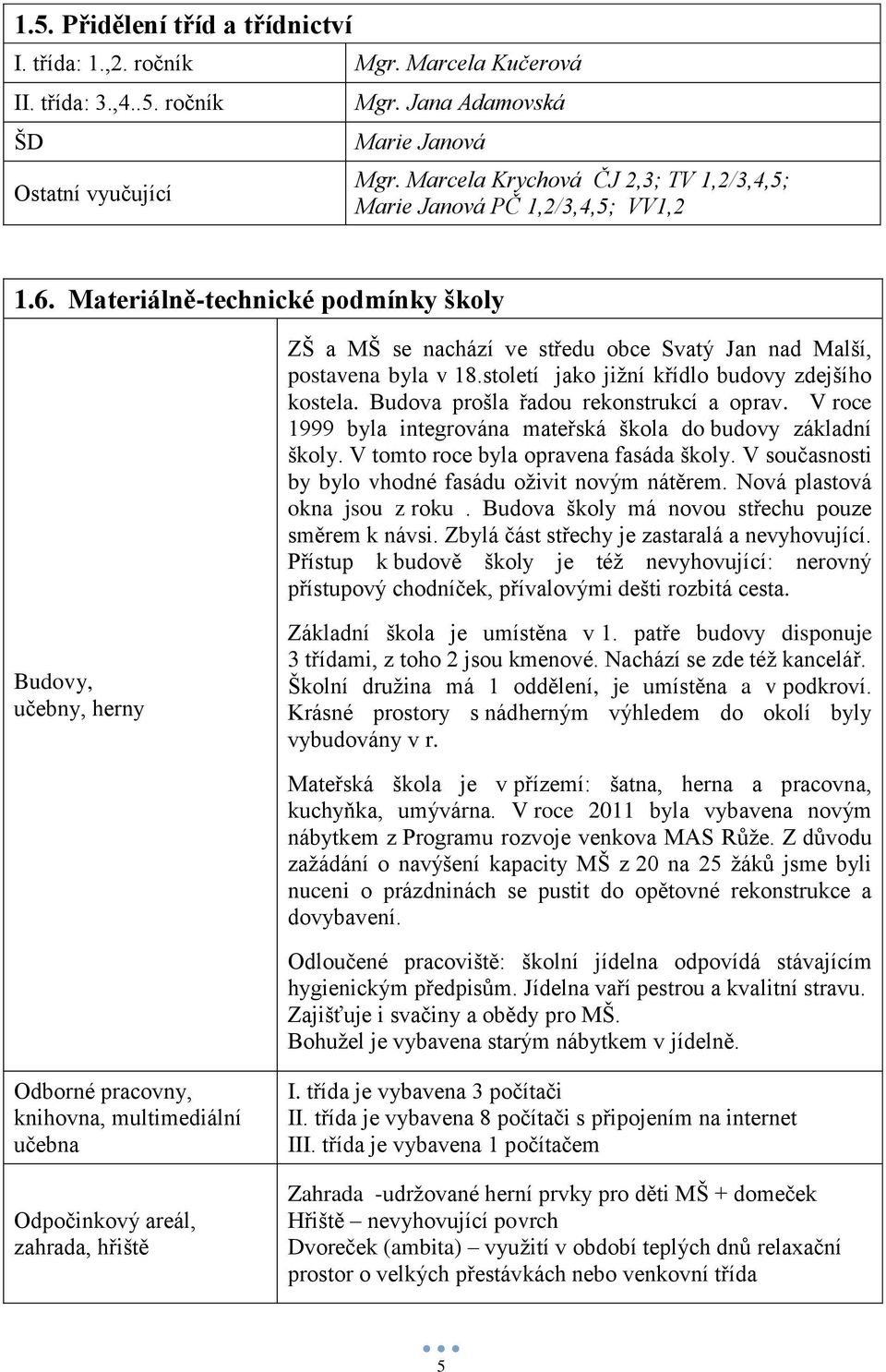 století jako jiţní křídlo budovy zdejšího kostela. Budova prošla řadou rekonstrukcí a oprav. V roce 1999 byla integrována mateřská škola do budovy základní školy.