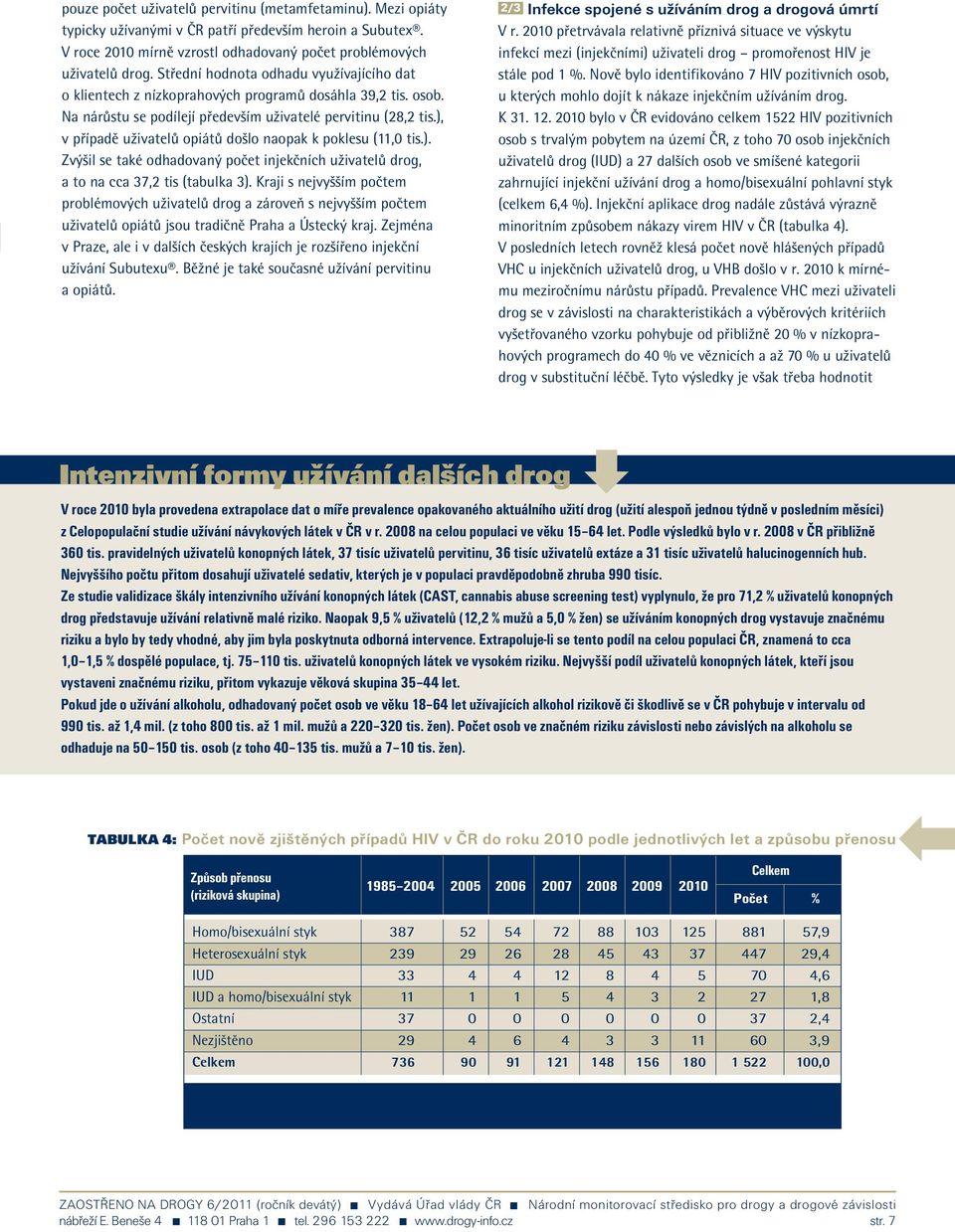 ), v případě uživatelů opiátů došlo naopak k poklesu (, tis.). Zvýšil se také odhadovaný počet injekčních uživatelů drog, a to na cca 7,2 tis (tabulka ).
