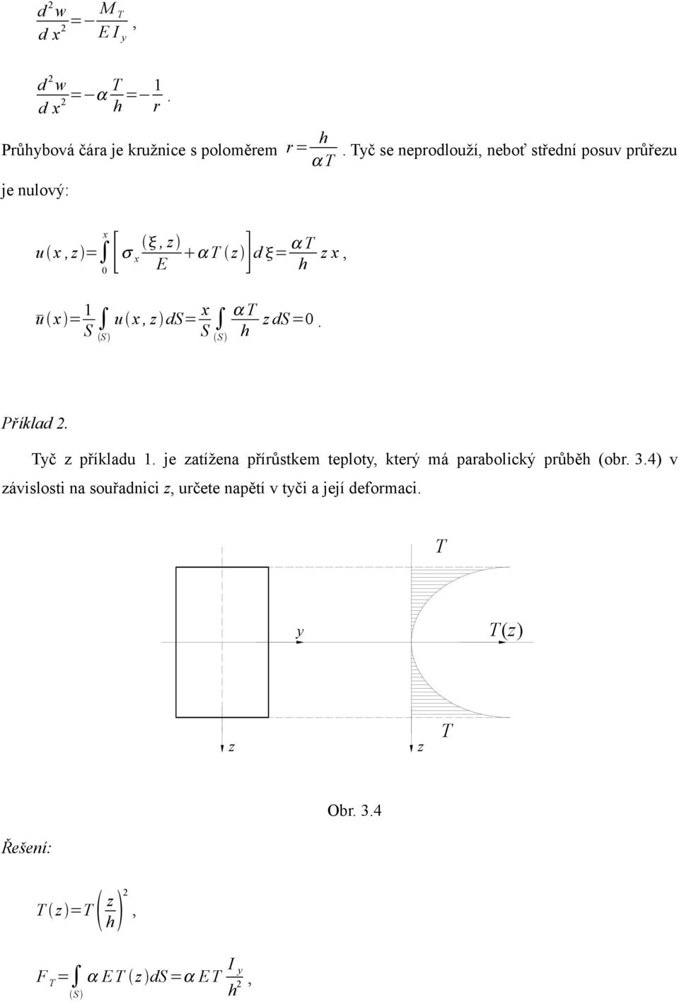 α T h z ds=. Příkad. Tyč z příkadu. je zatížena přírůstkem tepoty, který má paraboický průběh (obr. 3.