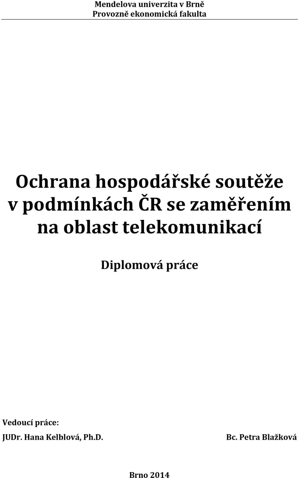 zaměřením na oblast telekomunikací Diplomová práce