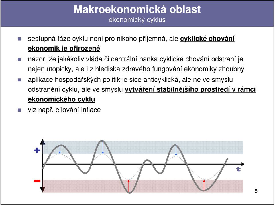 hlediska zdravého fungování ekonomiky zhoubný aplikace hospodářských politik je sice anticyklická, ale ne ve smyslu