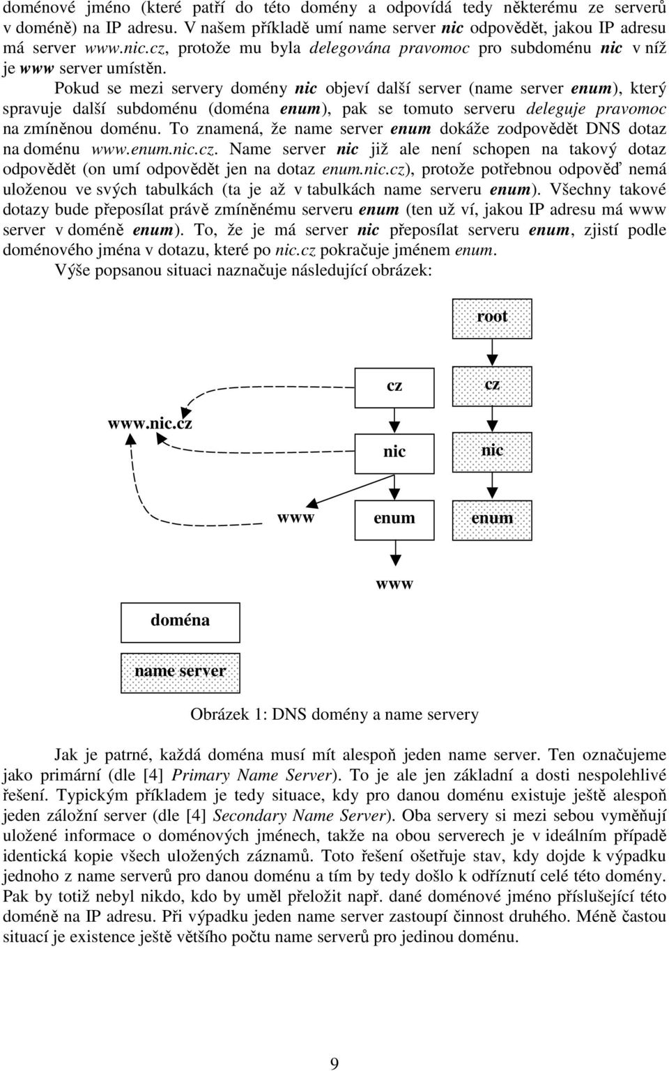 Pokud se mezi servery domény nic objeví další server (name server enum), který spravuje další subdoménu (doména enum), pak se tomuto serveru deleguje pravomoc na zmíněnou doménu.
