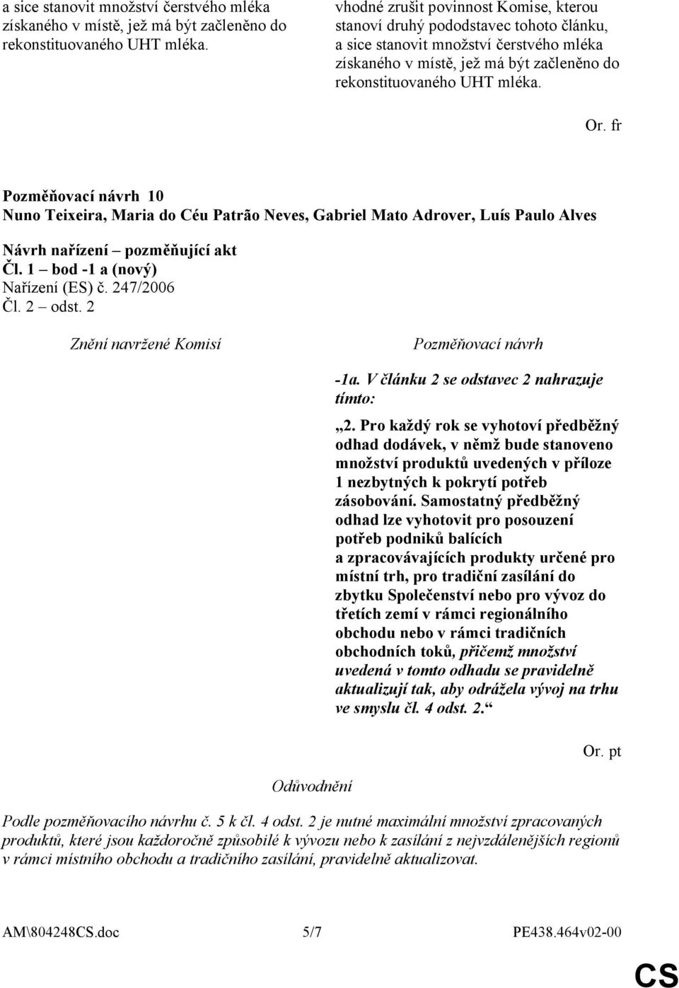 1 bod -1 a (nový) Nařízení (ES) č. 247/2006 Čl. 2 odst. 2 Odůvodnění -1a. V článku 2 se odstavec 2 nahrazuje tímto: 2.