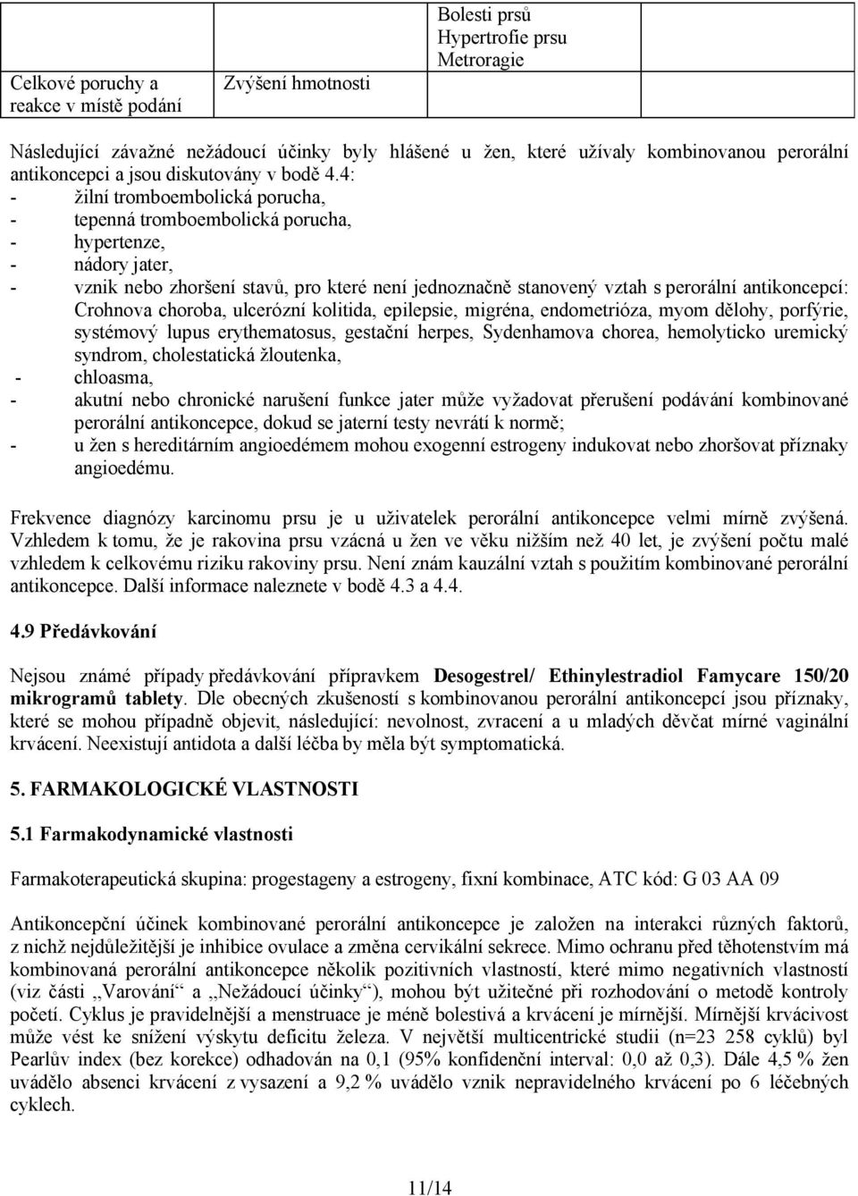 4: - žilní tromboembolická porucha, - tepenná tromboembolická porucha, - hypertenze, - nádory jater, - vznik nebo zhoršení stavů, pro které není jednoznačně stanovený vztah s perorální antikoncepcí: