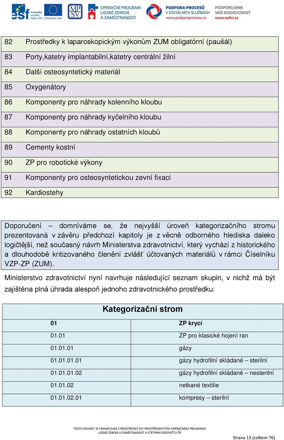 Kardiostehy Doporučení domníváme se, že nejvyšší úroveň kategorizačního stromu prezentovaná v závěru předchozí kapitoly je z věcně odborného hlediska daleko logičtější, než současný návrh