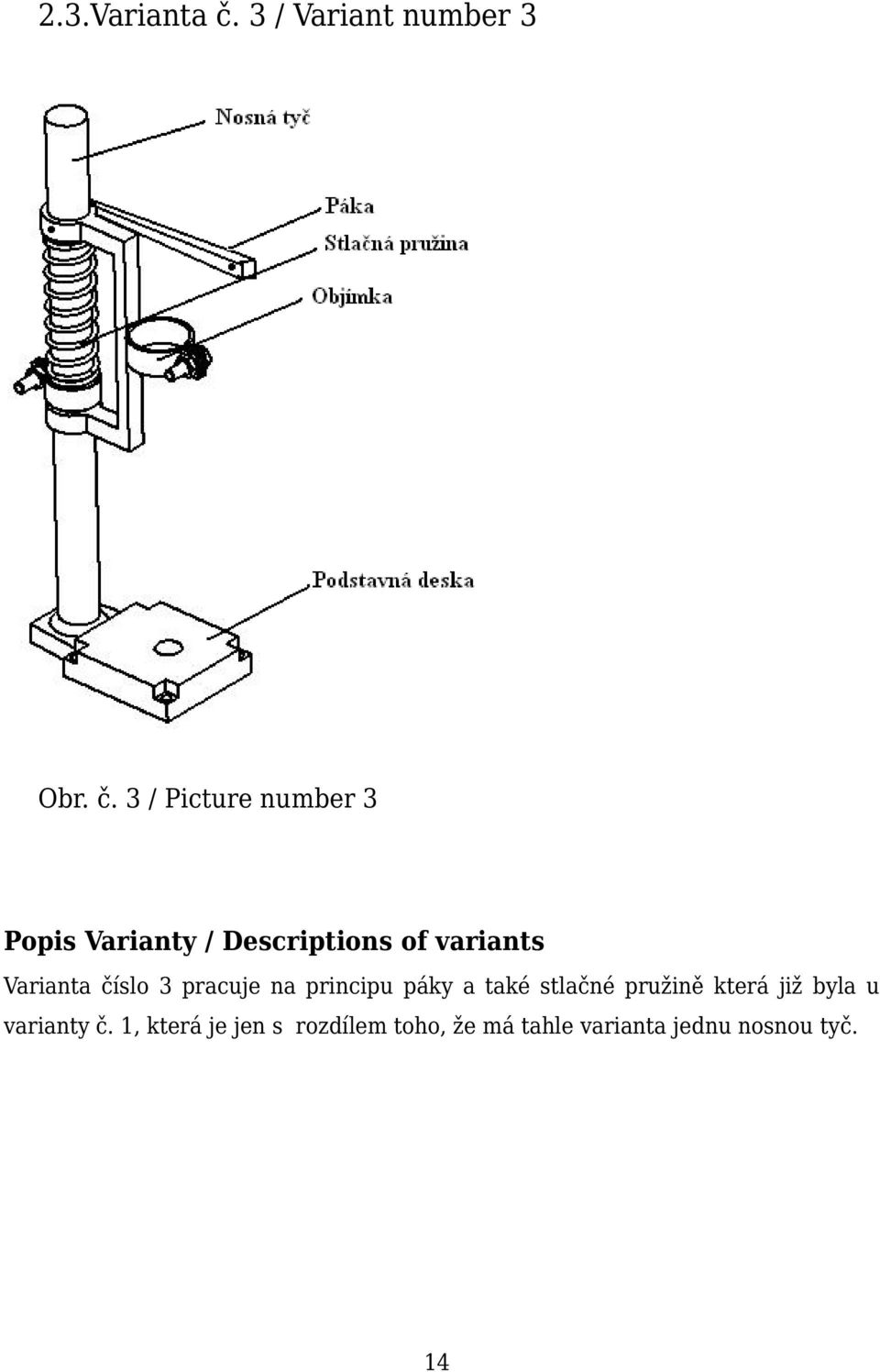 3 / Picture number 3 Popis Varianty / Descriptions of variants