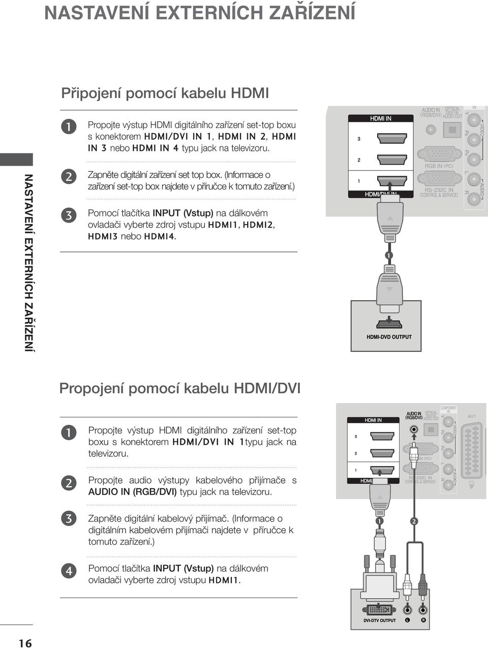 ) Pomocí tlaãítka INPUT (Vstup) na dálkovém ovladaãi vyberte zdroj vstupu HDMI, HDMI, HDMI nebo HDMI4.