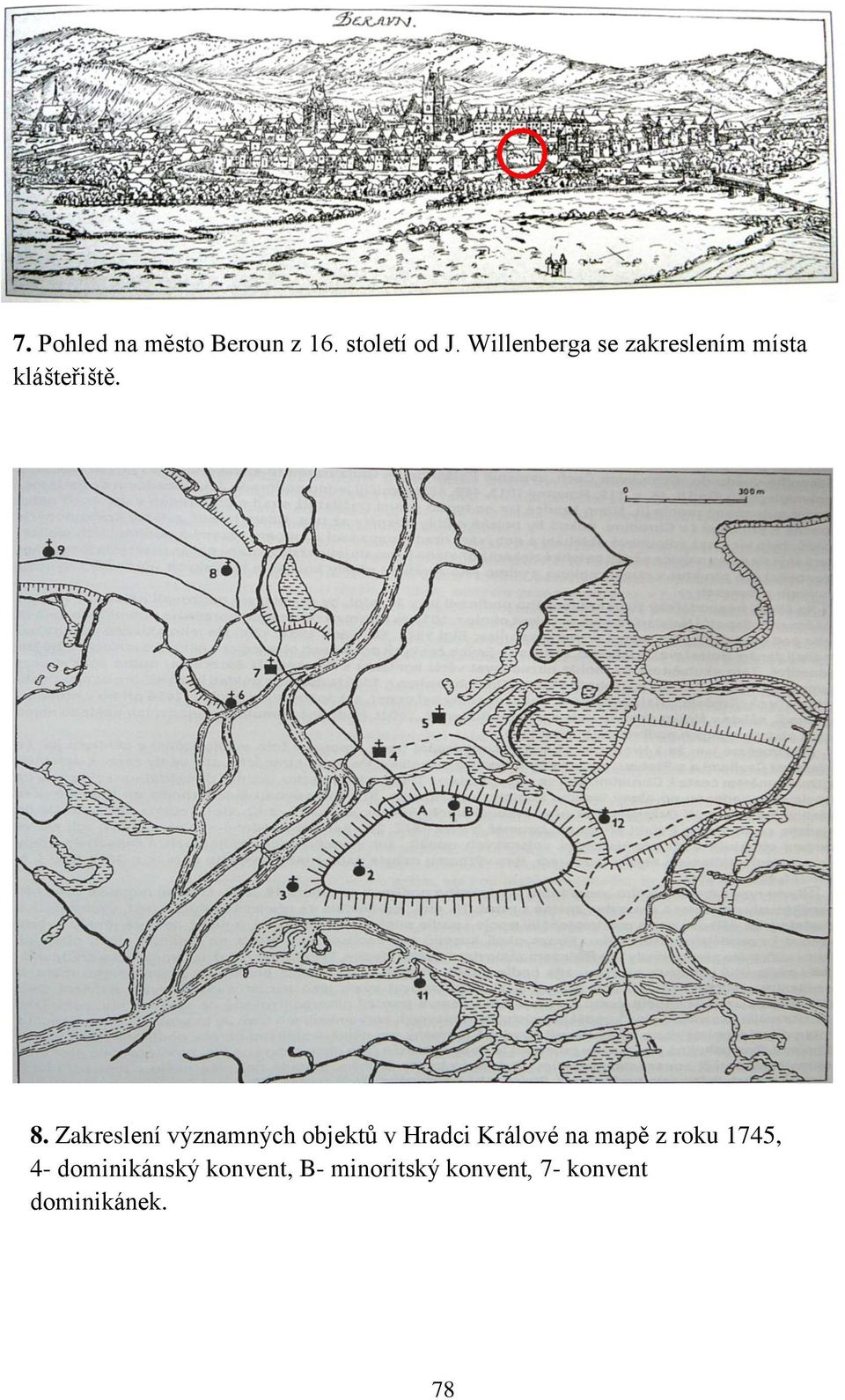 Zakreslení významných objektů v Hradci Králové na mapě z