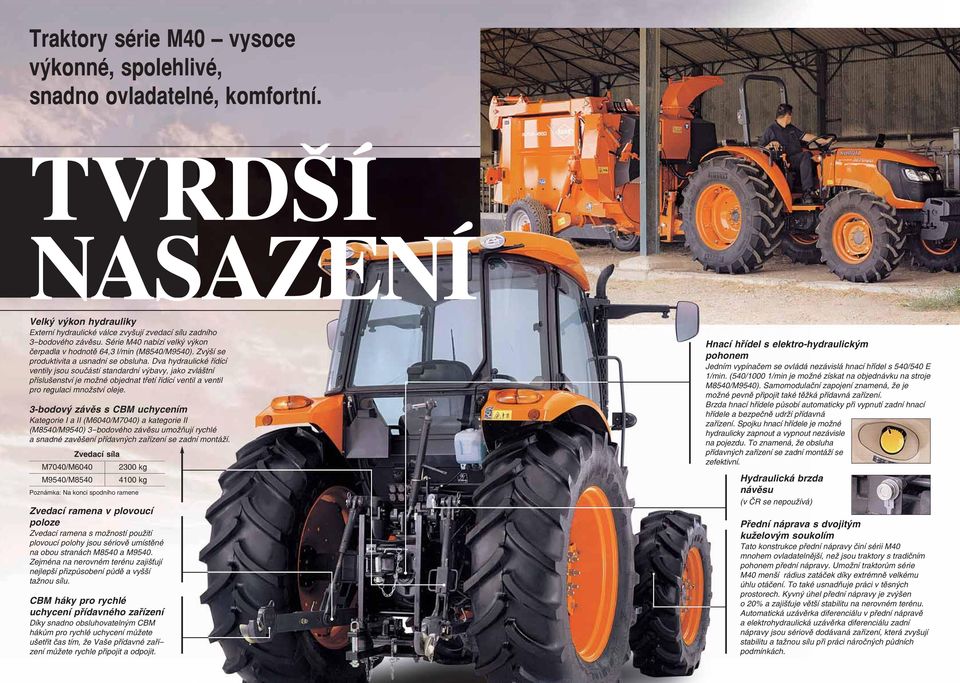 Dva hydraulické řídící ventily jsou součástí standardní výbavy, jako zvláštní příslušenství je možné objednat třetí řídící ventil a ventil pro regulaci množství oleje.