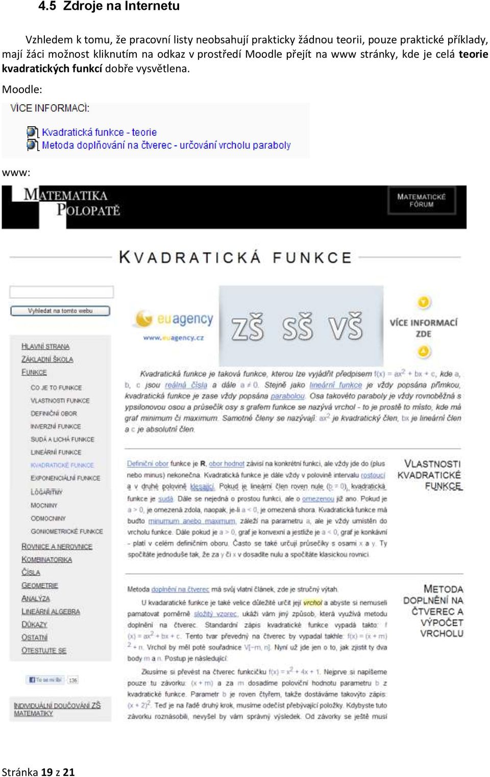 kliknutím na odkaz v prostředí Moodle přejít na www stránky, kde je