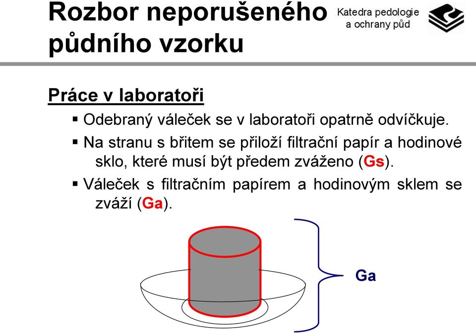 Na stranu s břitem se přiloží filtrační papír a hodinové sklo,