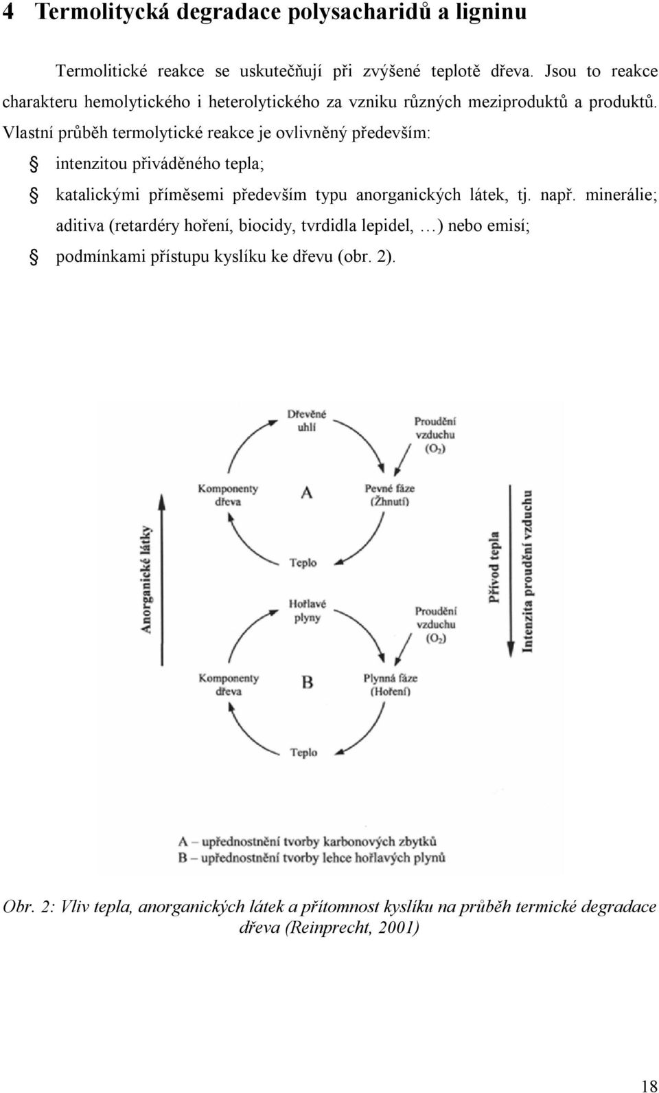Vlastní průběh termolytické reakce je ovlivněný především: intenzitou přiváděného tepla; katalickými příměsemi především typu anorganických látek, tj.