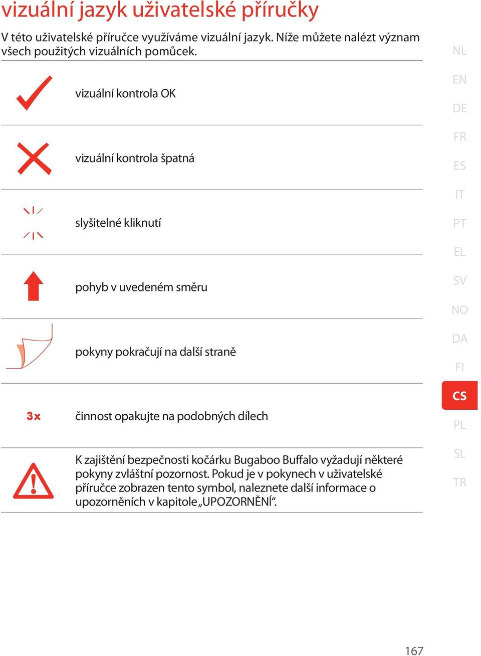 vizuální kontrola OK vizuální kontrola špatná NL EN DE FR ES IT slyšitelné kliknutí PT EL 3x pohyb v uvedeném směru pokyny pokračují na další