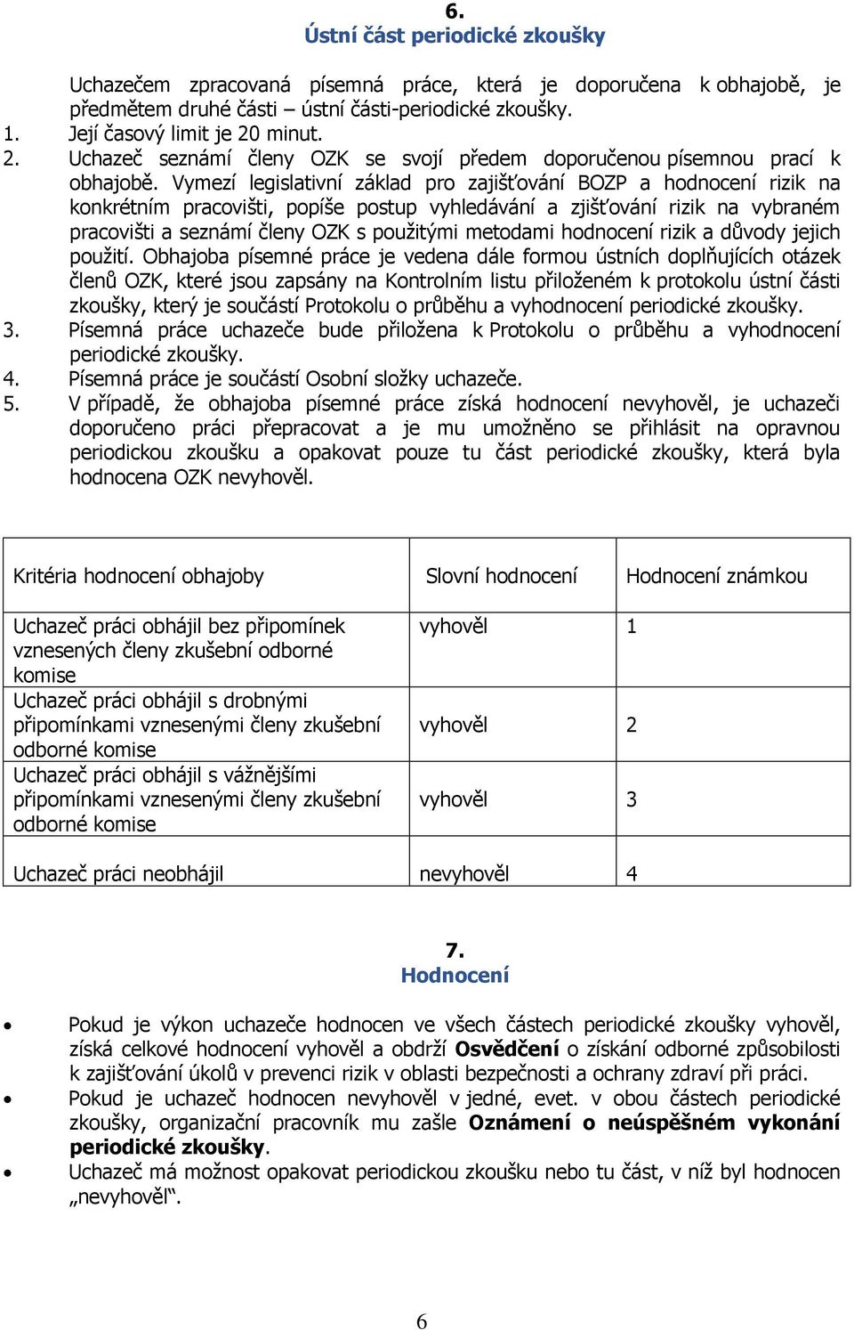 Vymezí legislativní základ pro zajišťování BOZP a hodnocení rizik na konkrétním pracovišti, popíše postup vyhledávání a zjišťování rizik na vybraném pracovišti a seznámí členy OZK s použitými