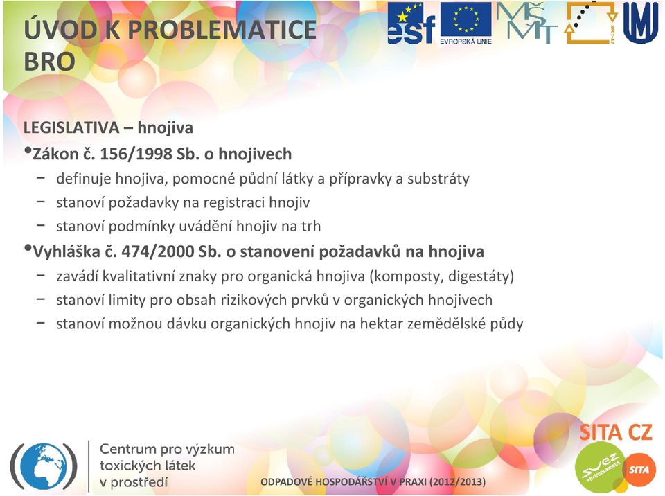 odmínky uvádění hnojiv na trh Vyhláška č. 474/2000 Sb.