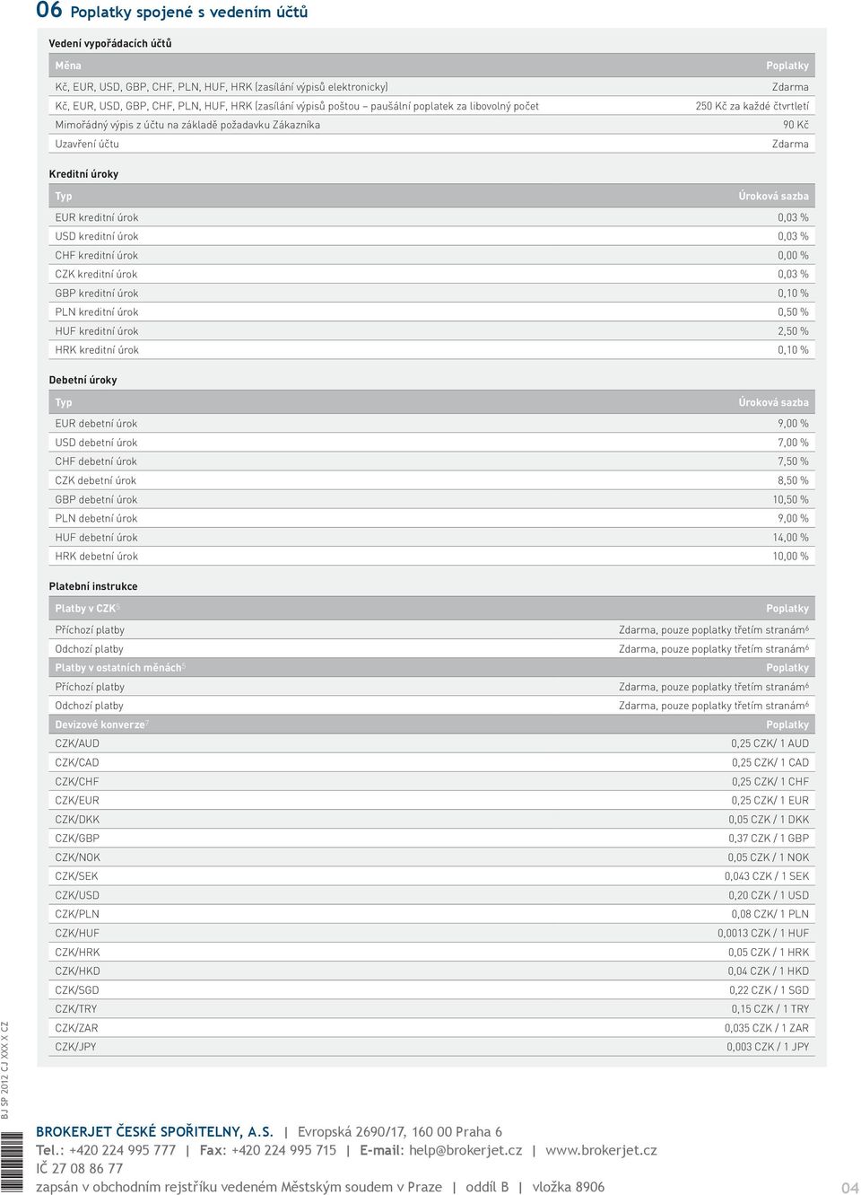 kreditní úrok 0,00 % CZK kreditní úrok 0,03 % GBP kreditní úrok 0,10 % PLN kreditní úrok 0,50 % HUF kreditní úrok 2,50 % HRK kreditní úrok 0,10 % Debetní úroky EUR debetní úrok 9,00 % USD debetní