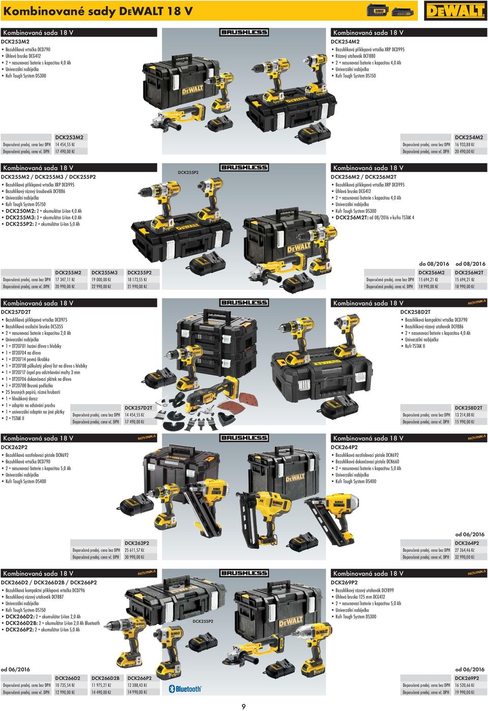 Bezuhlíková příklepová vrtačka XRP DCD995 Bezuhlíkový rázový šroubovák DCF886 Kufr Tough System DS150 DCK250M2: 2 akumulátor Li-Ion 4,0 Ah DCK255M3: 3 akumulátor Li-Ion 4,0 Ah DCK255P2: 2 akumulátor