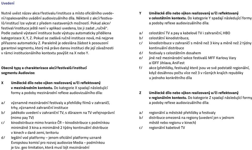 Pokud se zadává ručně instituce nová, má nejprve přiřazeno automaticky Z.