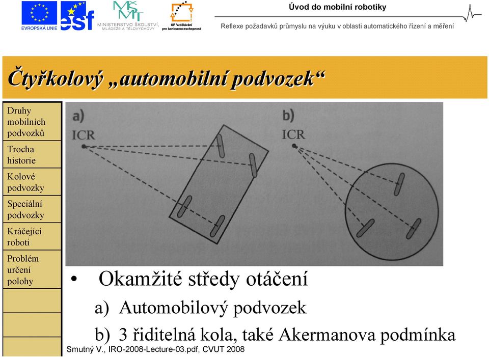 Automobilový podvozek b) 3 řiditelná kola, také