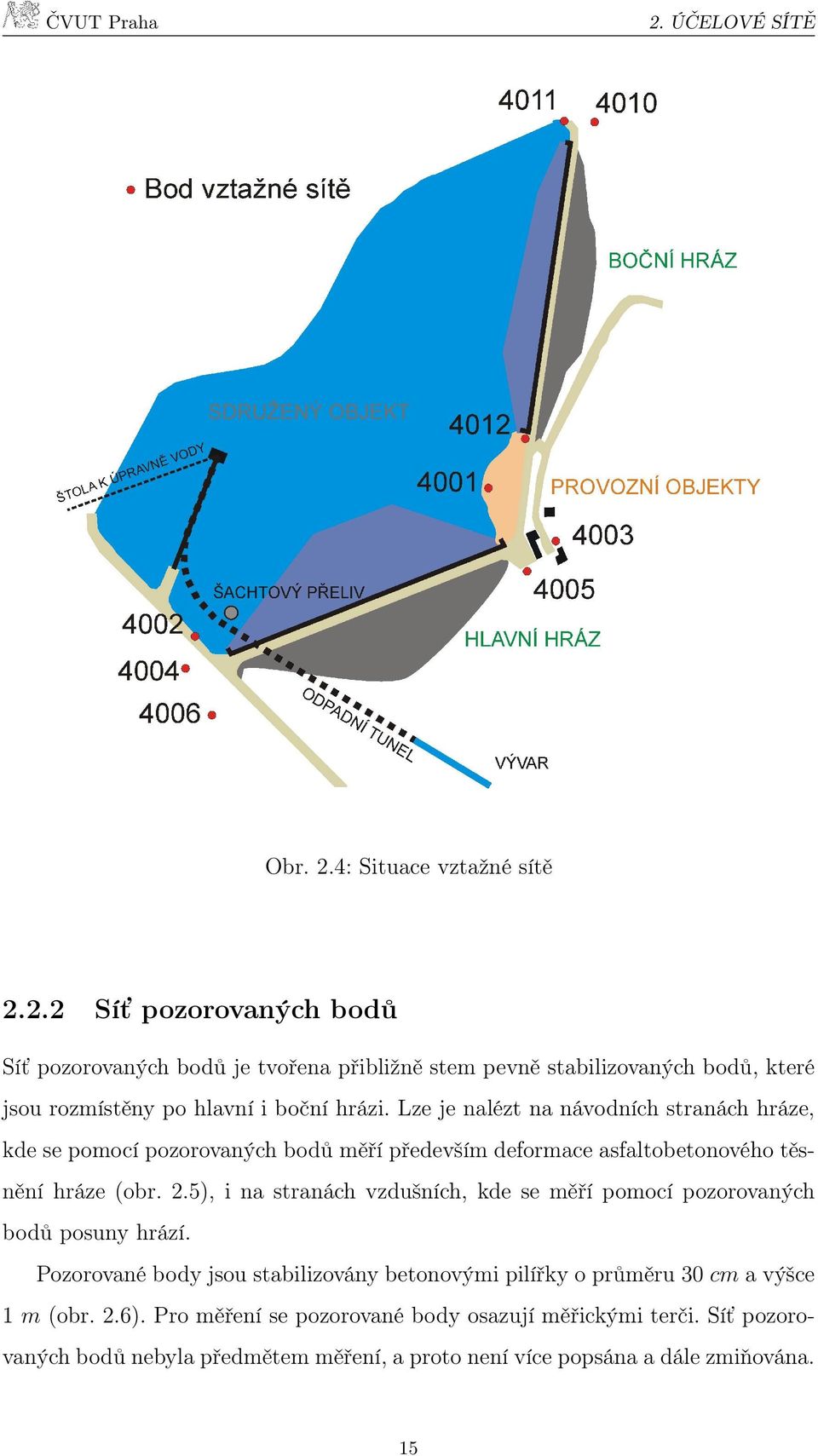 5), i na stranách vzdušních, kde se měří pomocí pozorovaných bodů posuny hrází.