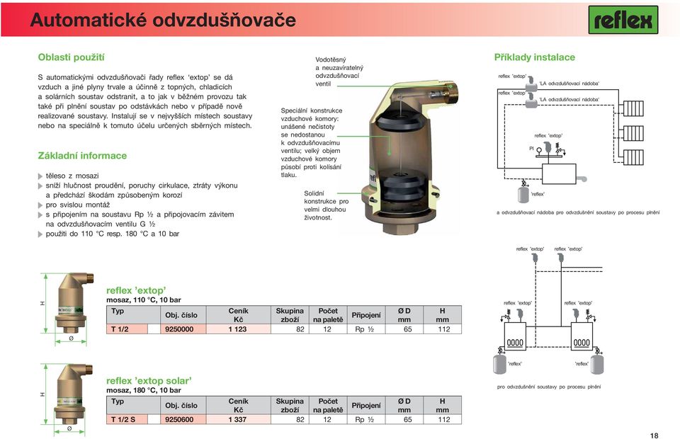 Instalují se v nejvyšších místech soustavy nebo na speciálně k tomuto účelu určených sběrných místech.