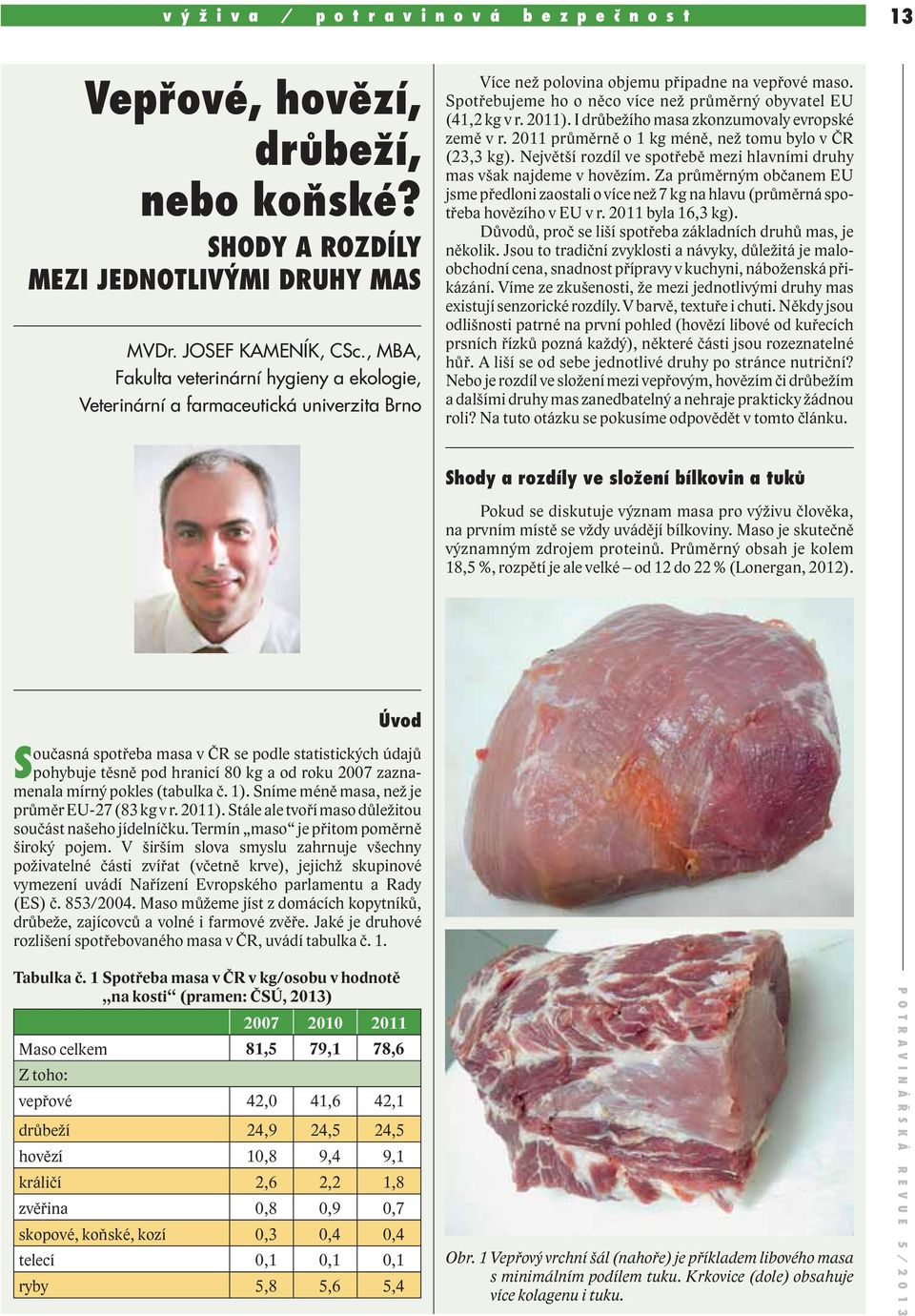 Spotřebujeme ho o něco více než průměrný obyvatel EU (41,2 kg v r. 2011). I drůbežího masa zkonzumovaly evropské země v r. 2011 průměrně o 1 kg méně, než tomu bylo v ČR (23,3 kg).