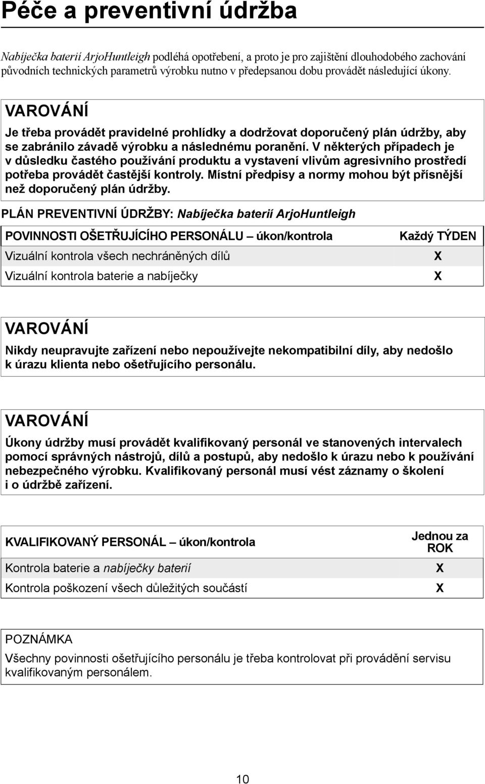 V některých případech je v důsledku častého používání produktu a vystavení vlivům agresivního prostředí potřeba provádět častější kontroly.