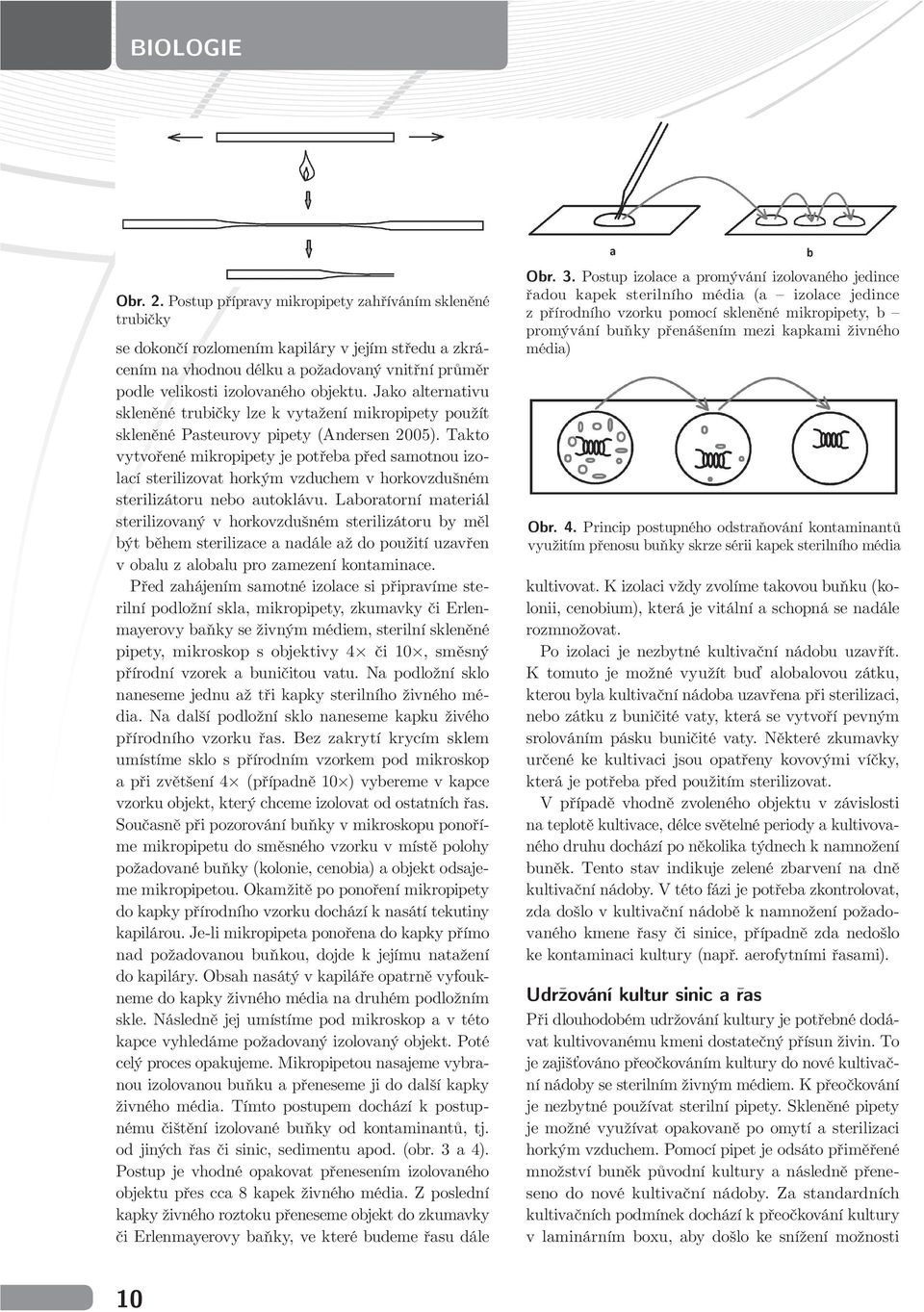 Jako alternativu skleněné trubičky lze k vytažení mikropipety použít skleněné Pasteurovy pipety (Andersen 2005).