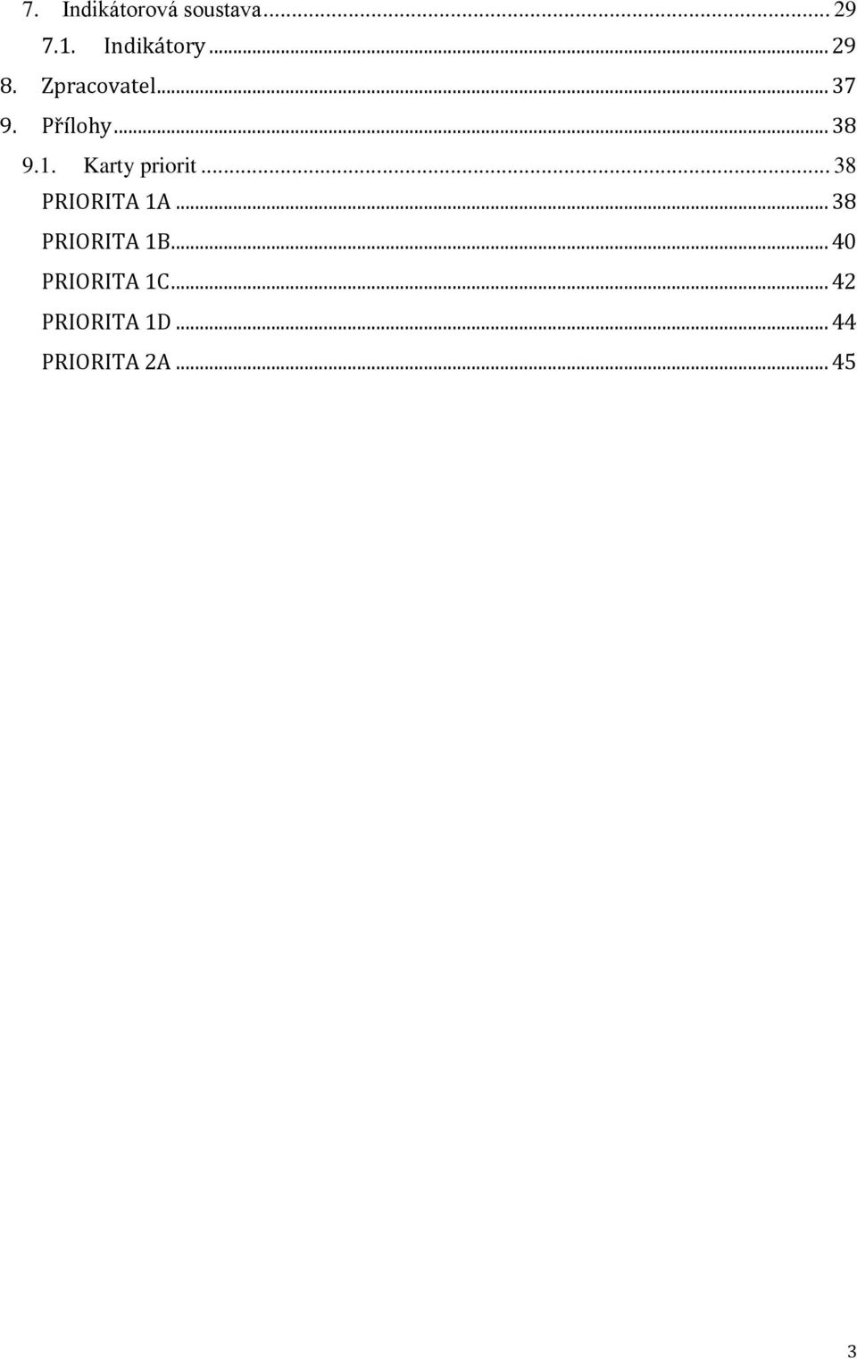 Karty priorit... 38 PRIORITA 1A... 38 PRIORITA 1B.