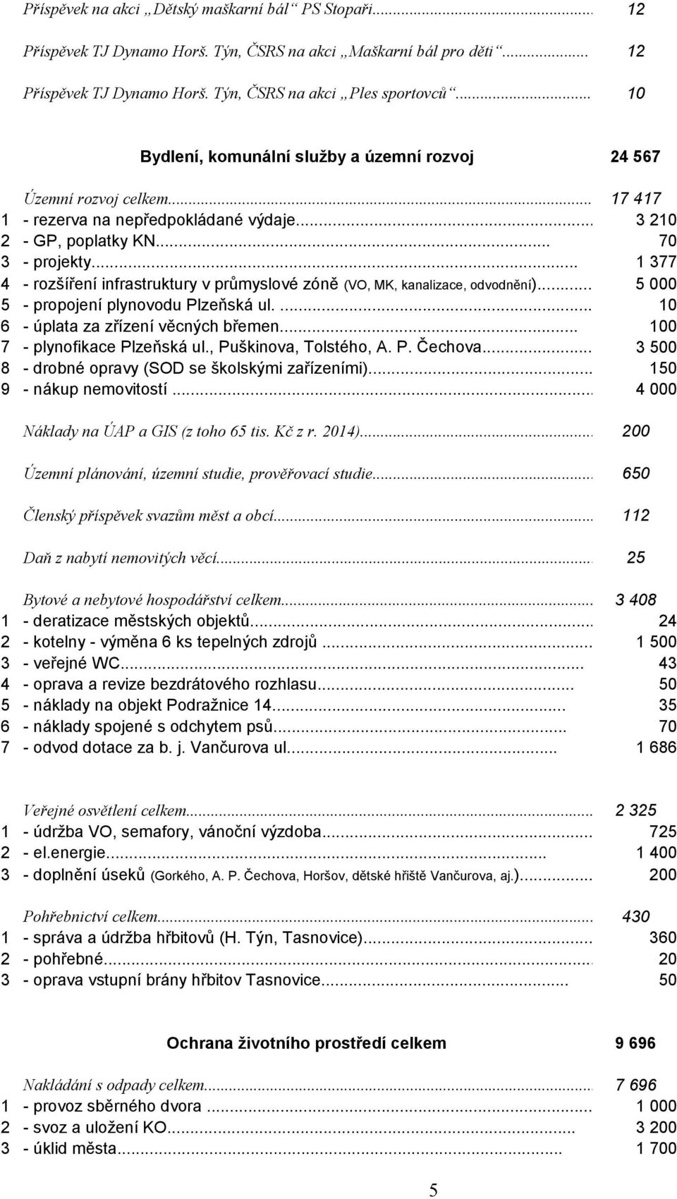 .. 1 377 4 5 - rozšíření infrastruktury v průmyslové zóně (VO, MK, kanalizace, odvodnění)... 5 000 - propojení plynovodu Plzeňská ul.... 10 6 - úplata za zřízení věcných břemen.