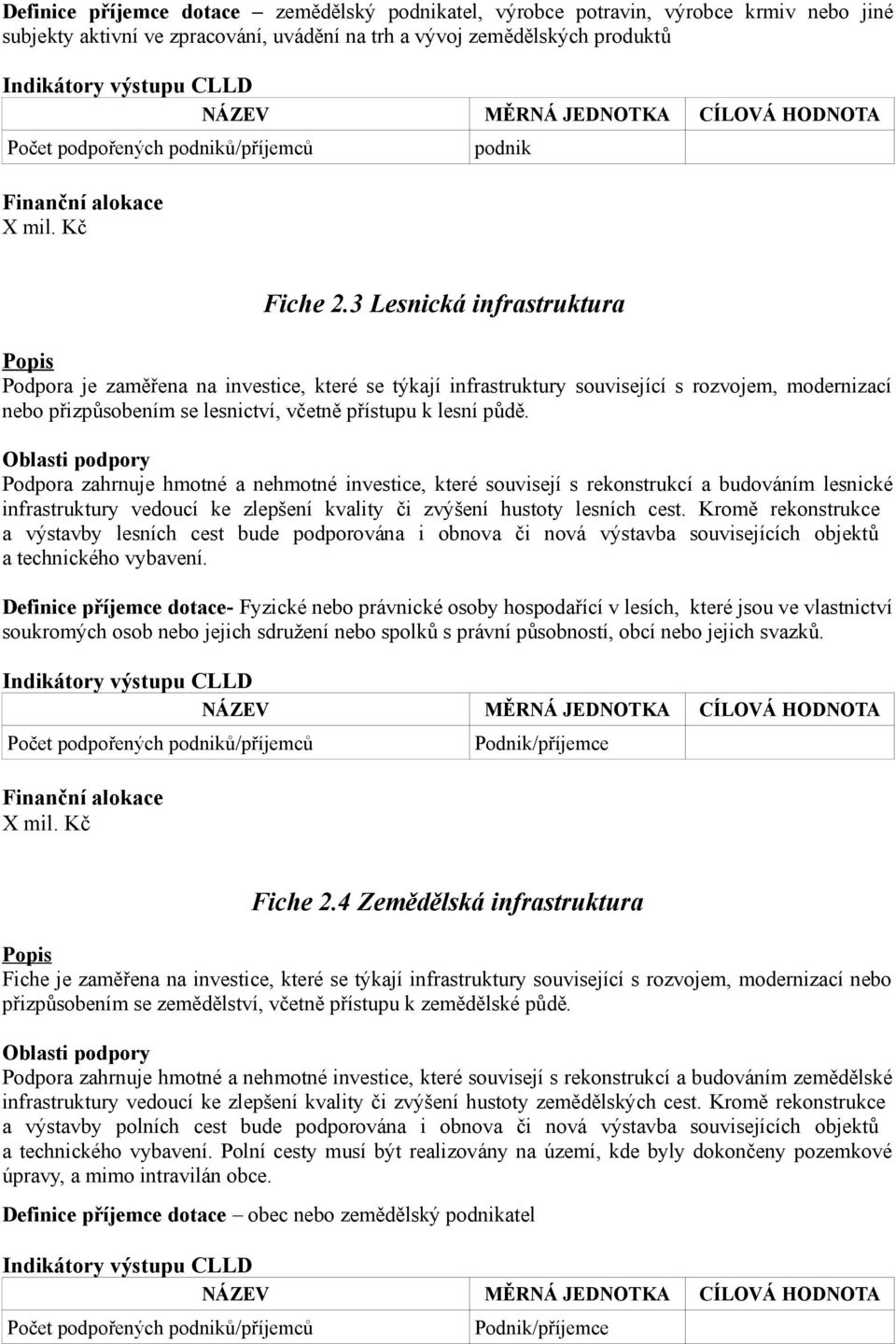 3 Lesnická infrastruktura Podpora je zaměřena na investice, které se týkají infrastruktury související s rozvojem, modernizací nebo přizpůsobením se lesnictví, včetně přístupu k lesní půdě.