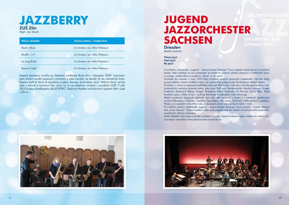 Impulzem byla letošní soutěž jazzových orchestrů a jako nováčci se dostali až do ústředního kola. Kapelu tvoří 8 členů (4 saxofony, trubka, klávesy, kontrabas, bicí).