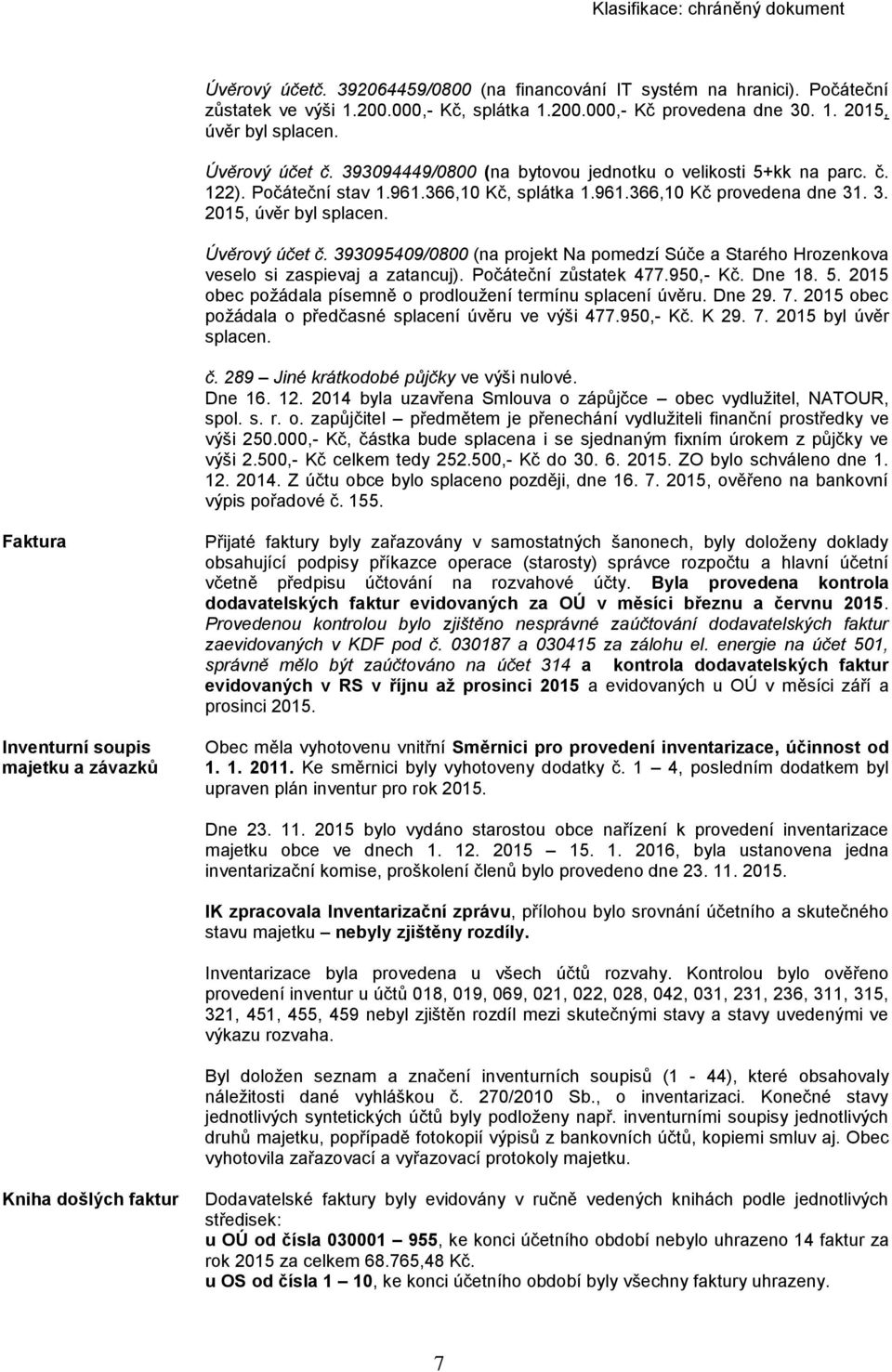 393095409/0800 (na projekt Na pomedzí Súče a Starého Hrozenkova veselo si zaspievaj a zatancuj). Počáteční zůstatek 477.950,- Kč. Dne 18. 5.