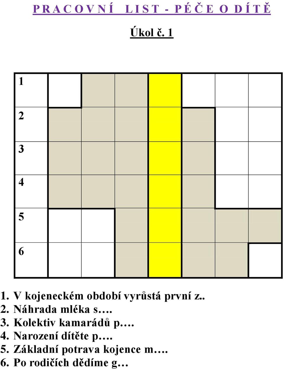 3. Kolektiv kamarádů p. 4. Narození dítěte p. 5.