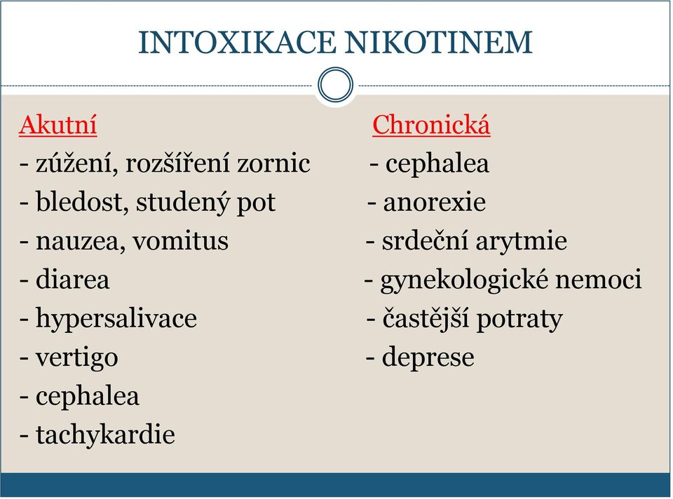 srdeční arytmie - diarea - gynekologické nemoci - hypersalivace