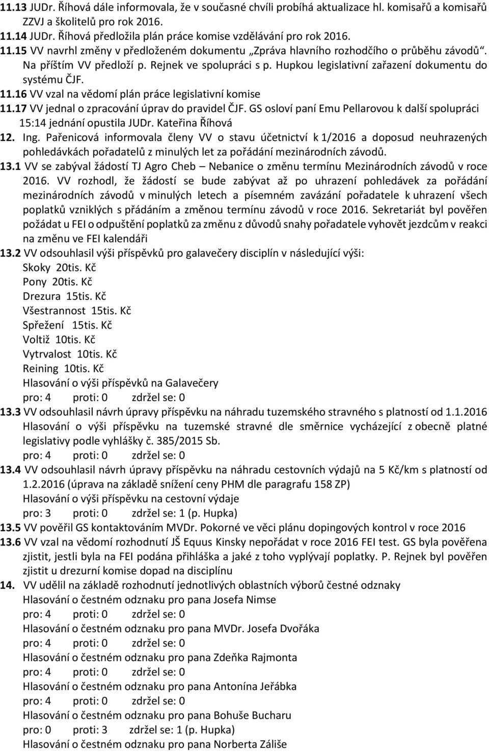 Rejnek ve spolupráci s p. Hupkou legislativní zařazení dokumentu do systému ČJF. 11.16 VV vzal na vědomí plán práce legislativní komise 11.17 VV jednal o zpracování úprav do pravidel ČJF.