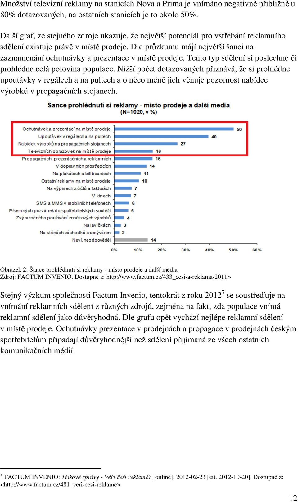 Dle průzkumu májí největší šanci na zaznamenání ochutnávky a prezentace v místě prodeje. Tento typ sdělení si poslechne či prohlédne celá polovina populace.